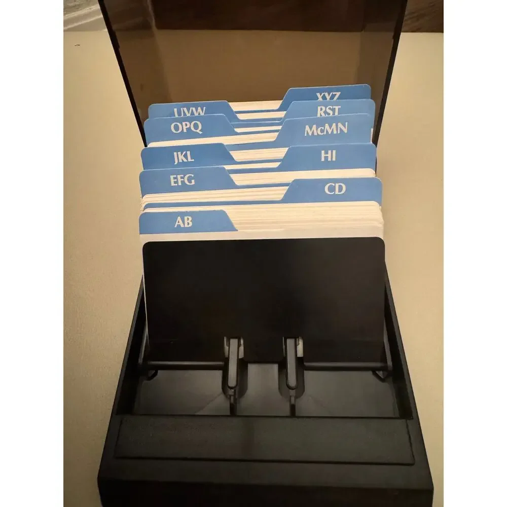 Bates Vintage Card Catalog File Box Smoked Acrylic 6x4.25x3 Excellent